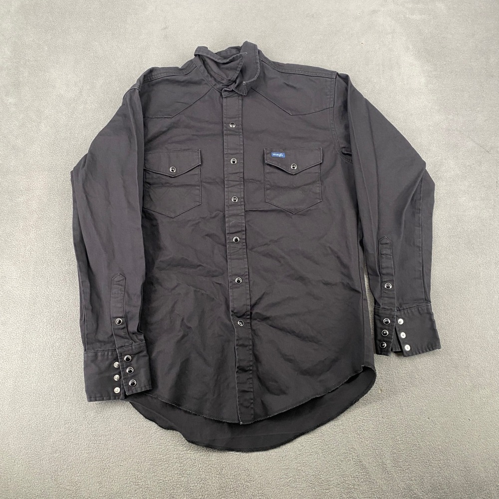 Wrangler Mens Black Western Snap Up Shirt Cotton Twill MS70819 Size M